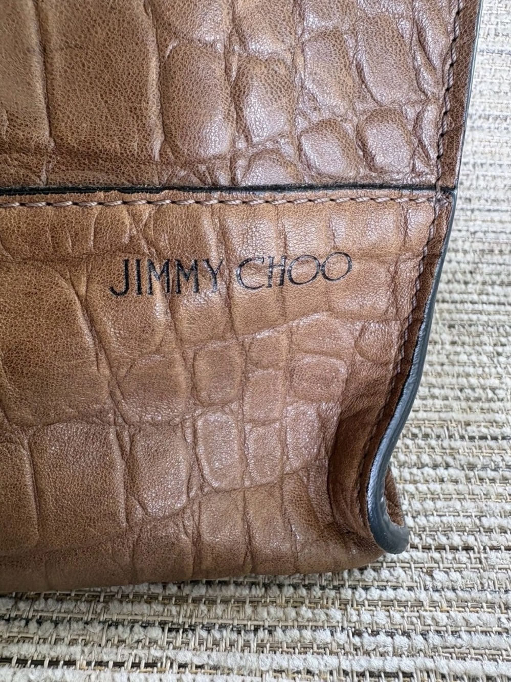 Jimmy Choo Pimlico N/S Convertible Tote Bag Cognac Croc Embossed Leather Work - Picture 7 of 12